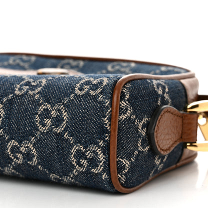 Gucci New Denim GG Monogram Dollar Calfskin Mini Ophidia Shoulder Bag Blue Tea Cuir Epilog 6 of 10