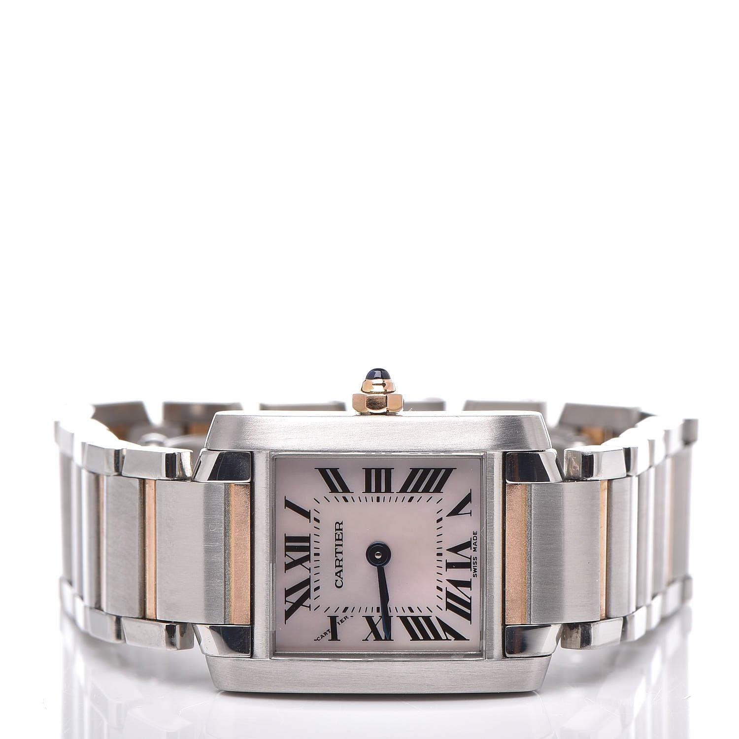 Cartier Stainless Steel 18K Pink Gold Mother of Pearl 20mm Tank Francaise Quartz Watch 3 of 7