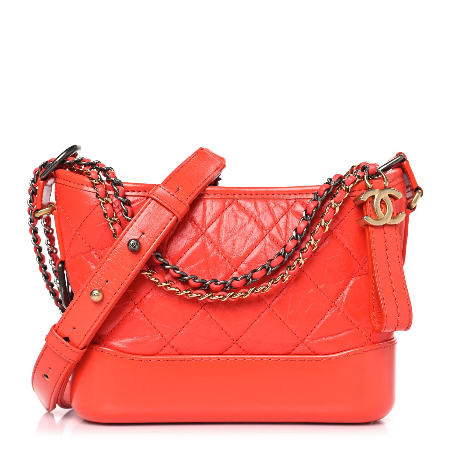 Chanel Aged Calfskin Quilted Small Gabrielle Hobo Red 1 of 9
