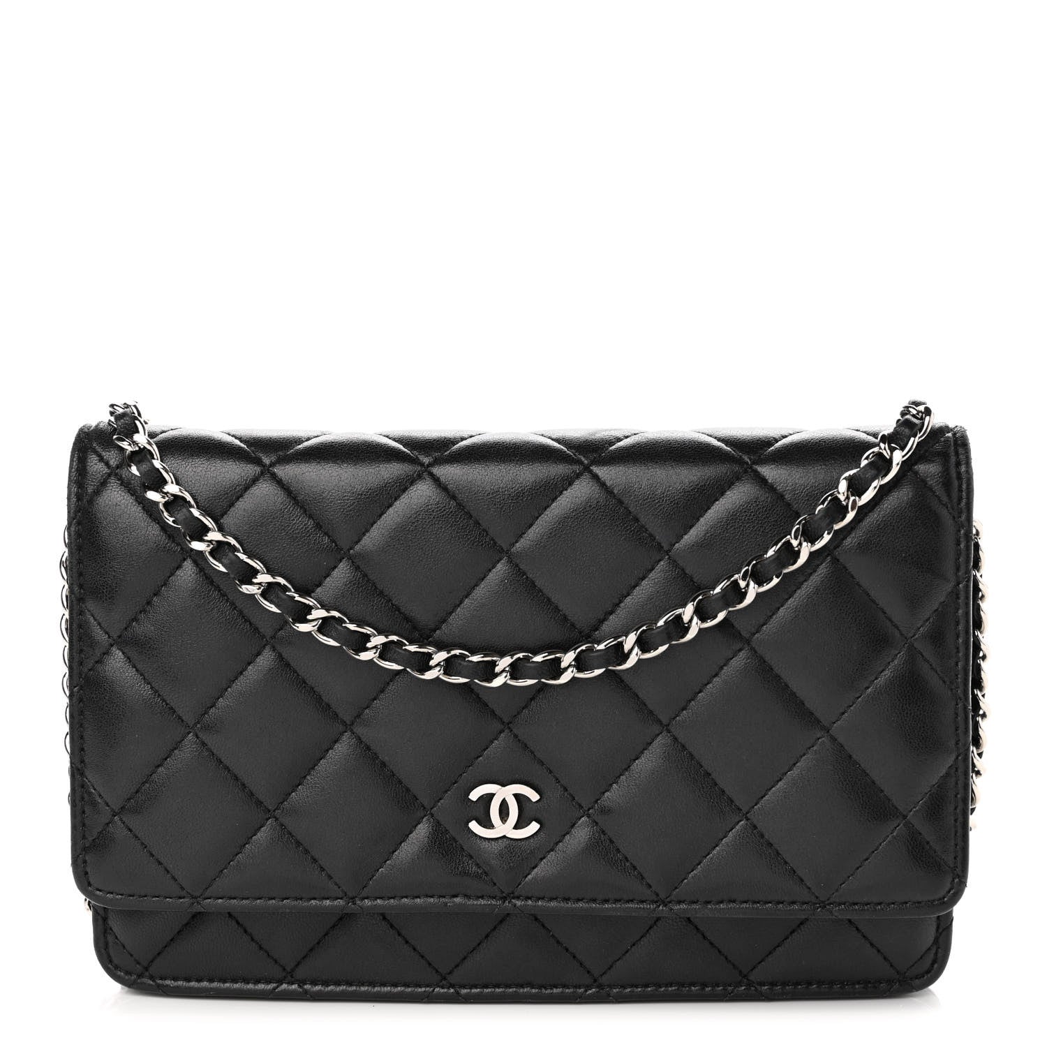 Chanel Lambskin Quilted Wallet On Chain WOC Black 1 of 15