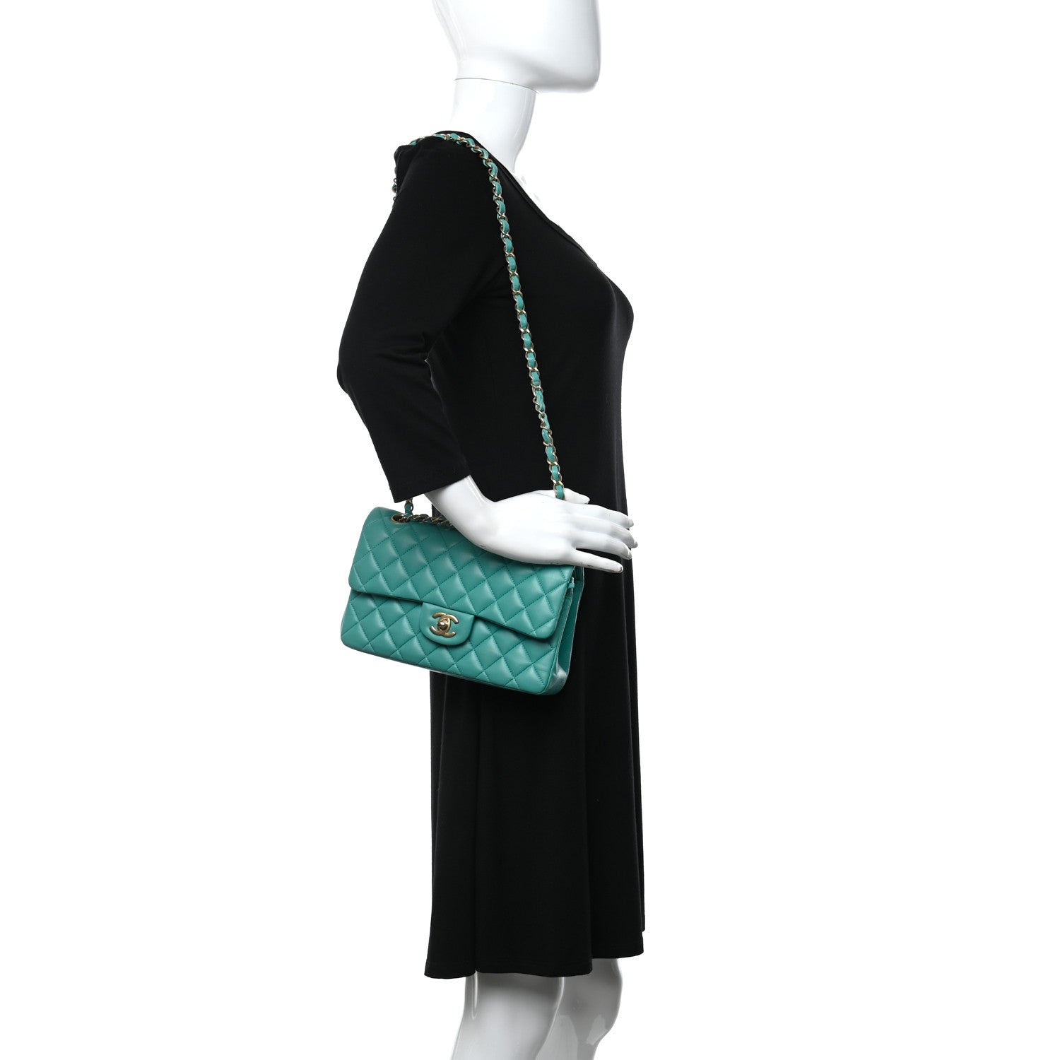 Chanel Lambskin Quilted Small Double Flap Green 2 of 12