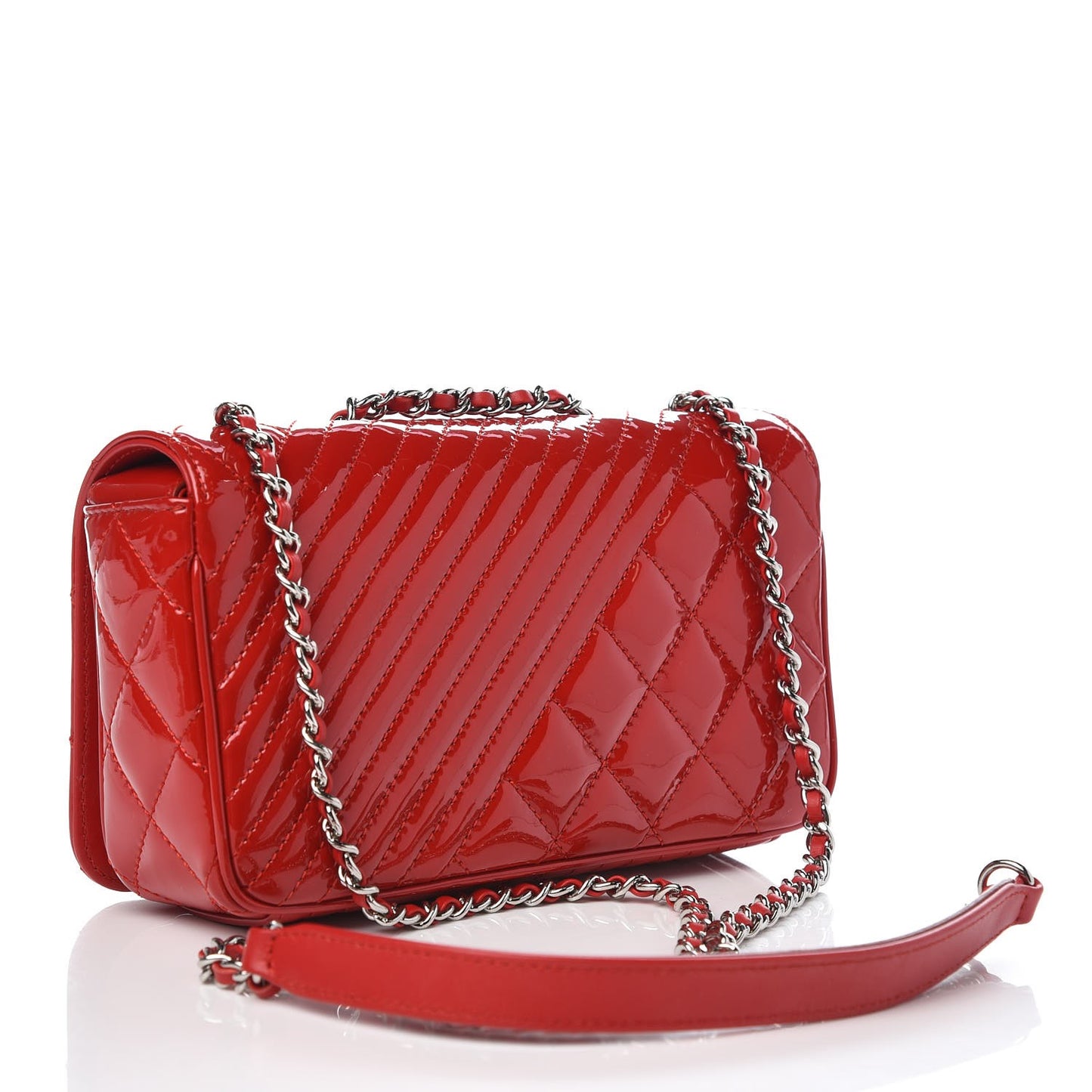 Patent Quilted Small Coco Boy Flap Red
