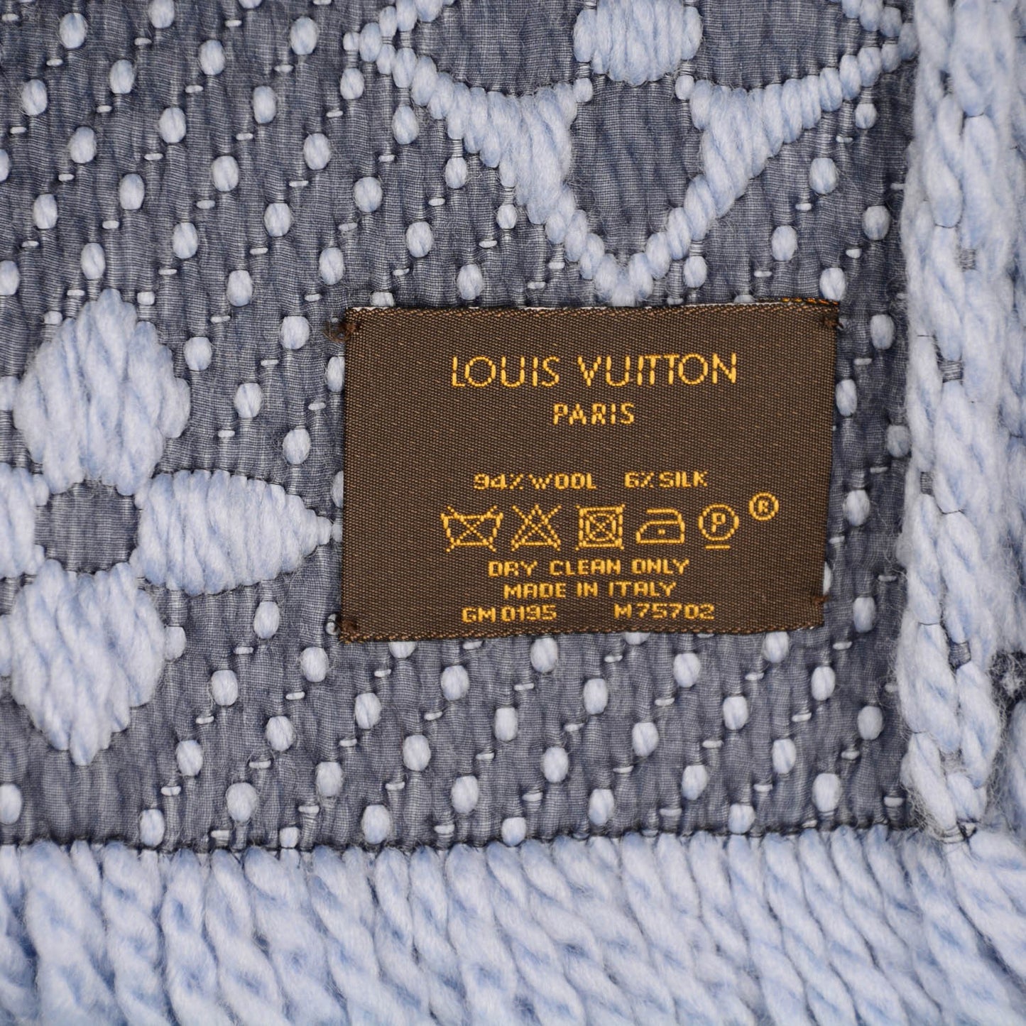Wool Silk Logomania Scarf Blue