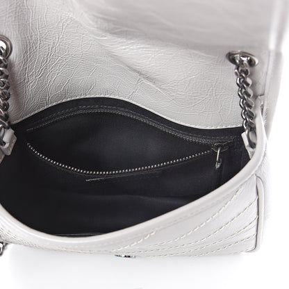Saint Laurent Crinkled Calfskin Matelasse Monogram Niki Chain Wallet Granite 4 of 8