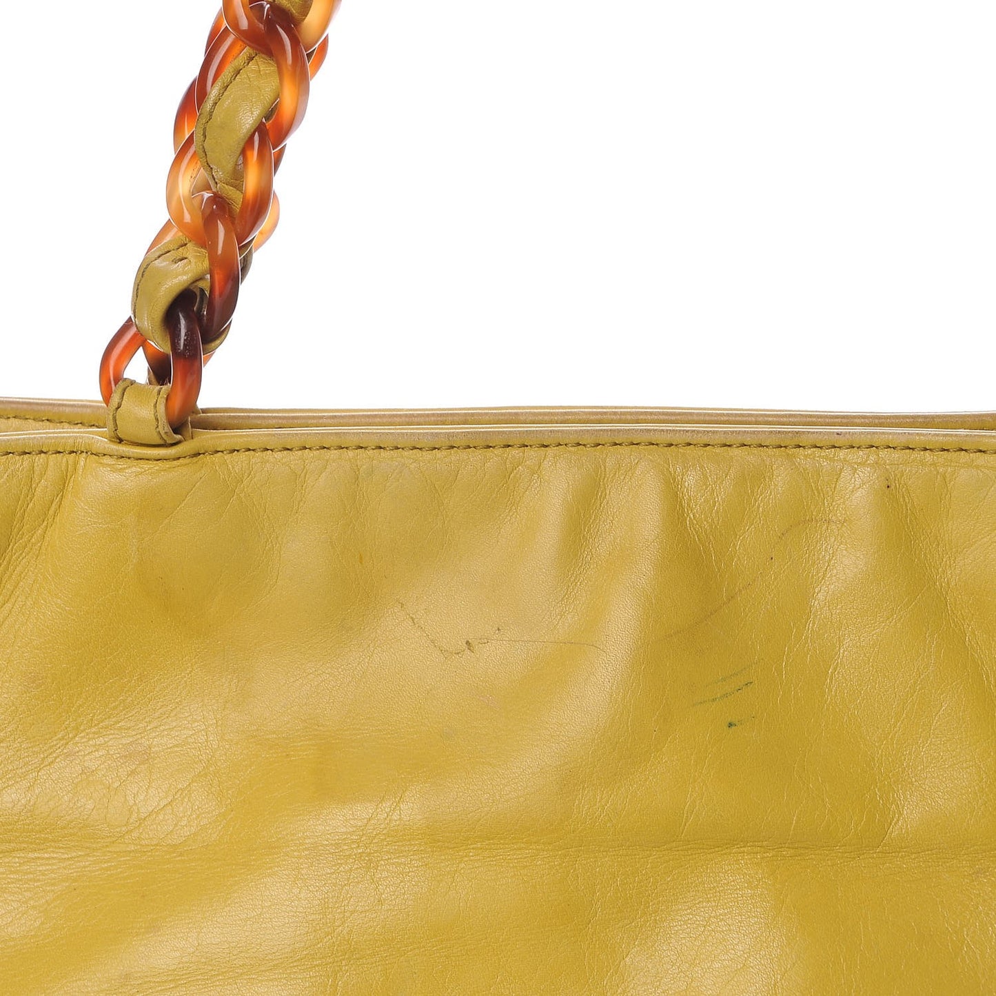 Lambskin Bekko Chain CC Shopping Tote Chartreuse