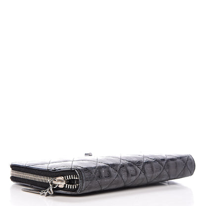 Chanel Aged Calfskin Striped Reissue Zip Around Wallet Black 4 of 10