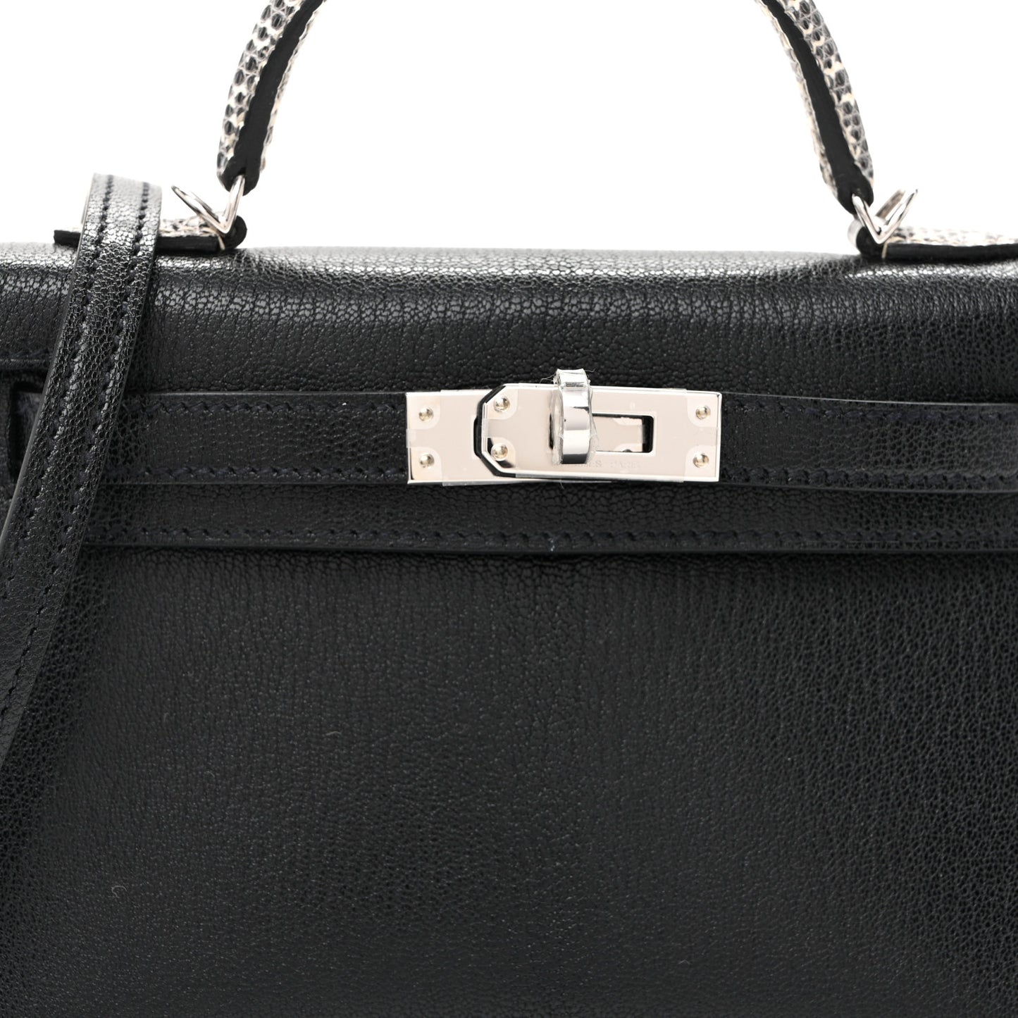 Chevre Chamkila Lizard Mini Kelly Sellier Touch 20 Black Ombre
