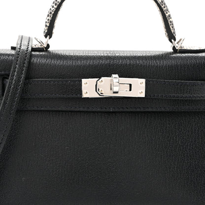 Hermes Chevre Chamkila Lizard Mini Kelly Sellier Touch 20 Black Ombre 8 of 11