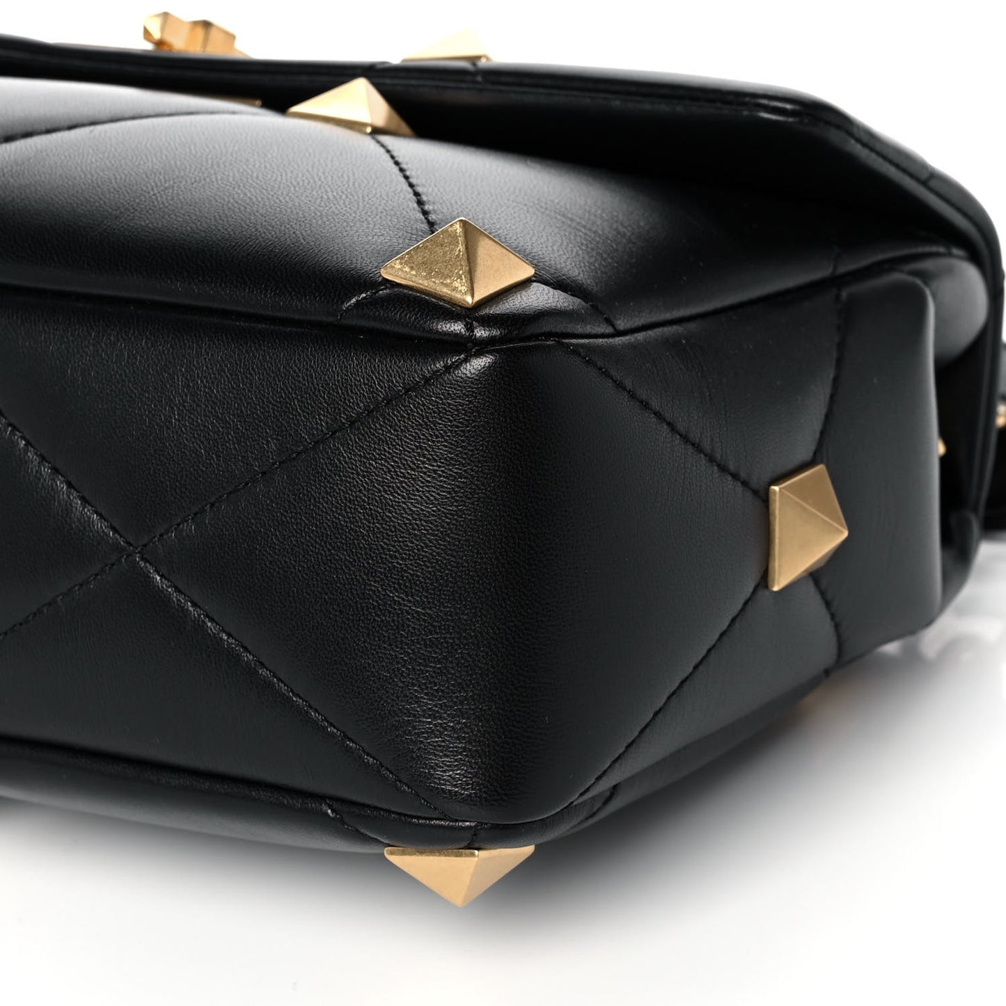Nappa Large Roman Stud Shoulder Bag Black