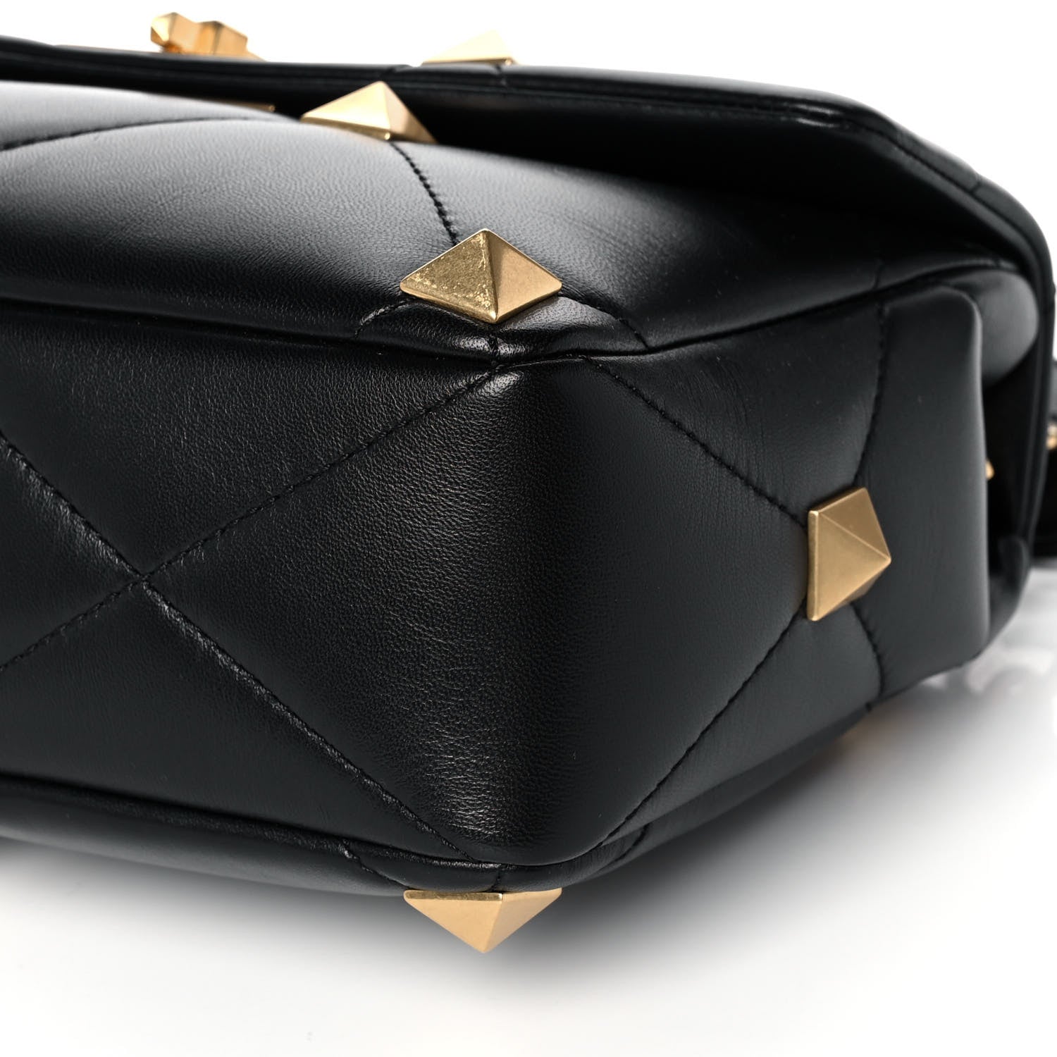 Valentino Garavani Nappa Large Roman Stud Shoulder Bag Black 8 of 10