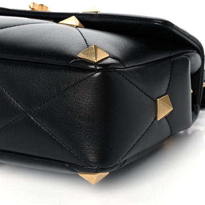 Valentino Garavani Nappa Large Roman Stud Shoulder Bag Black 8 of 10