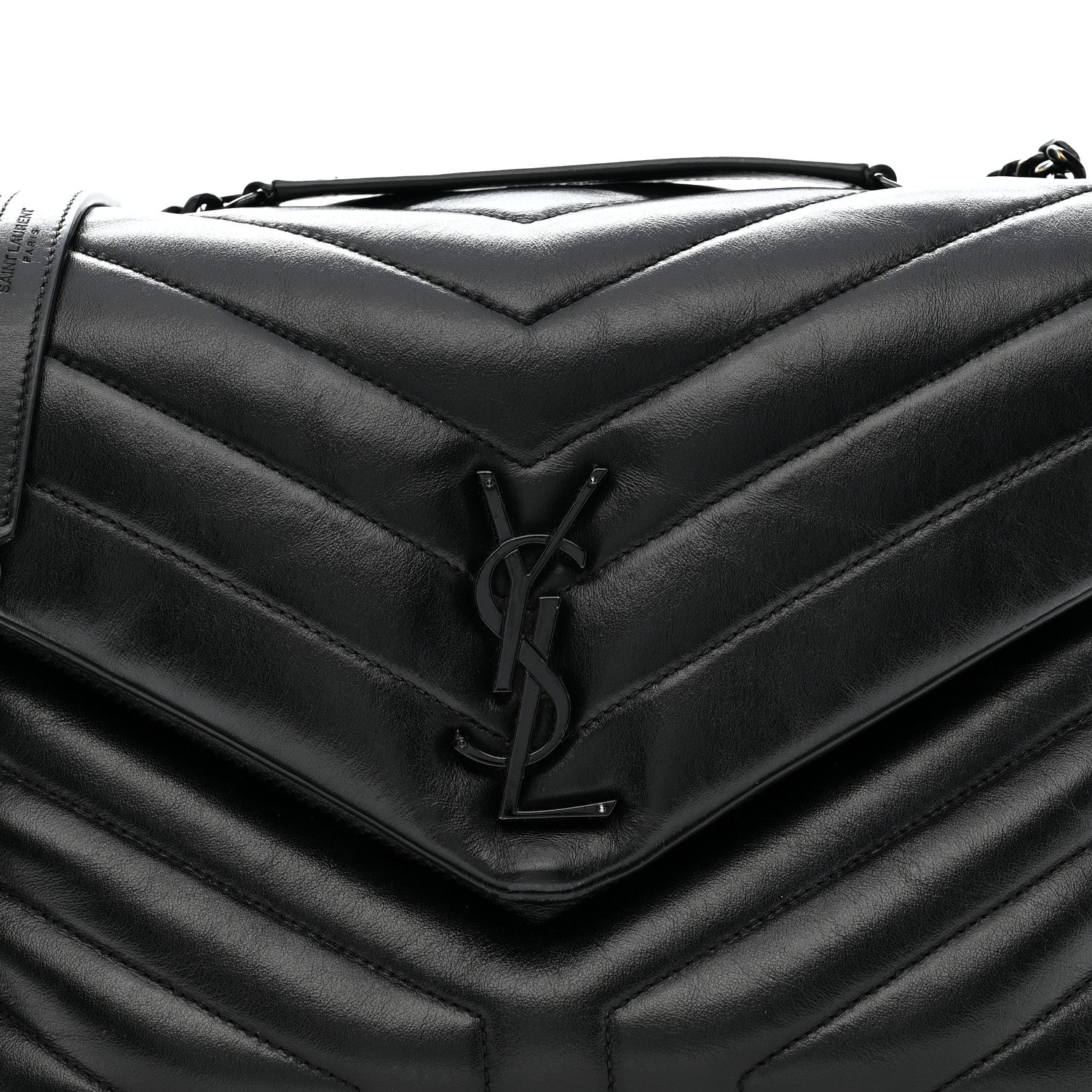 Saint Laurent Calfskin Y Quilted Monogram Monochrome Medium Loulou Chain Satchel Black Black 9 of 13