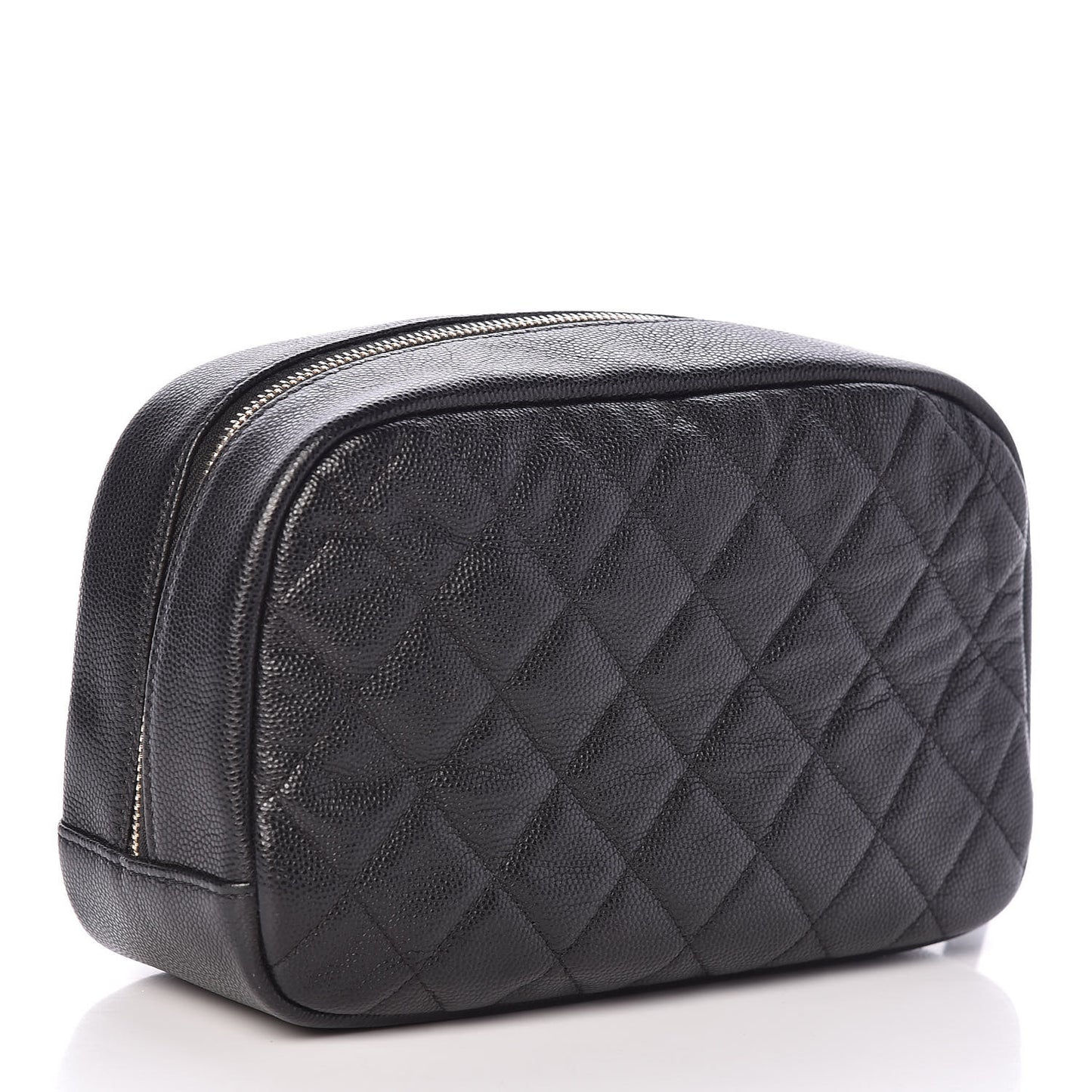 Caviar Quilted Curvy Pouch Cosmetic Case Black