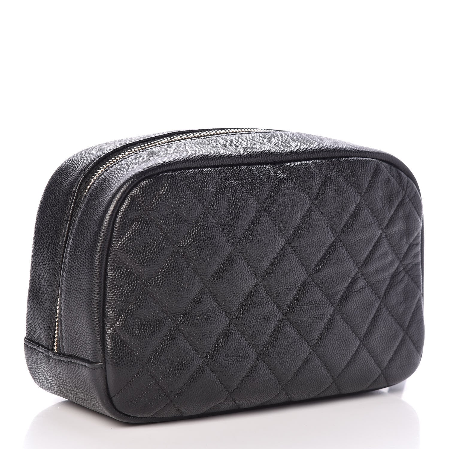 Chanel Caviar Quilted Curvy Pouch Cosmetic Case Black 3 of 9