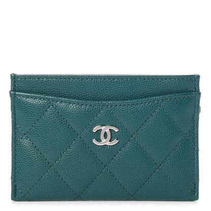 Chanel Caviar Quilted Card Holder Dark Turquoise 1 of 9