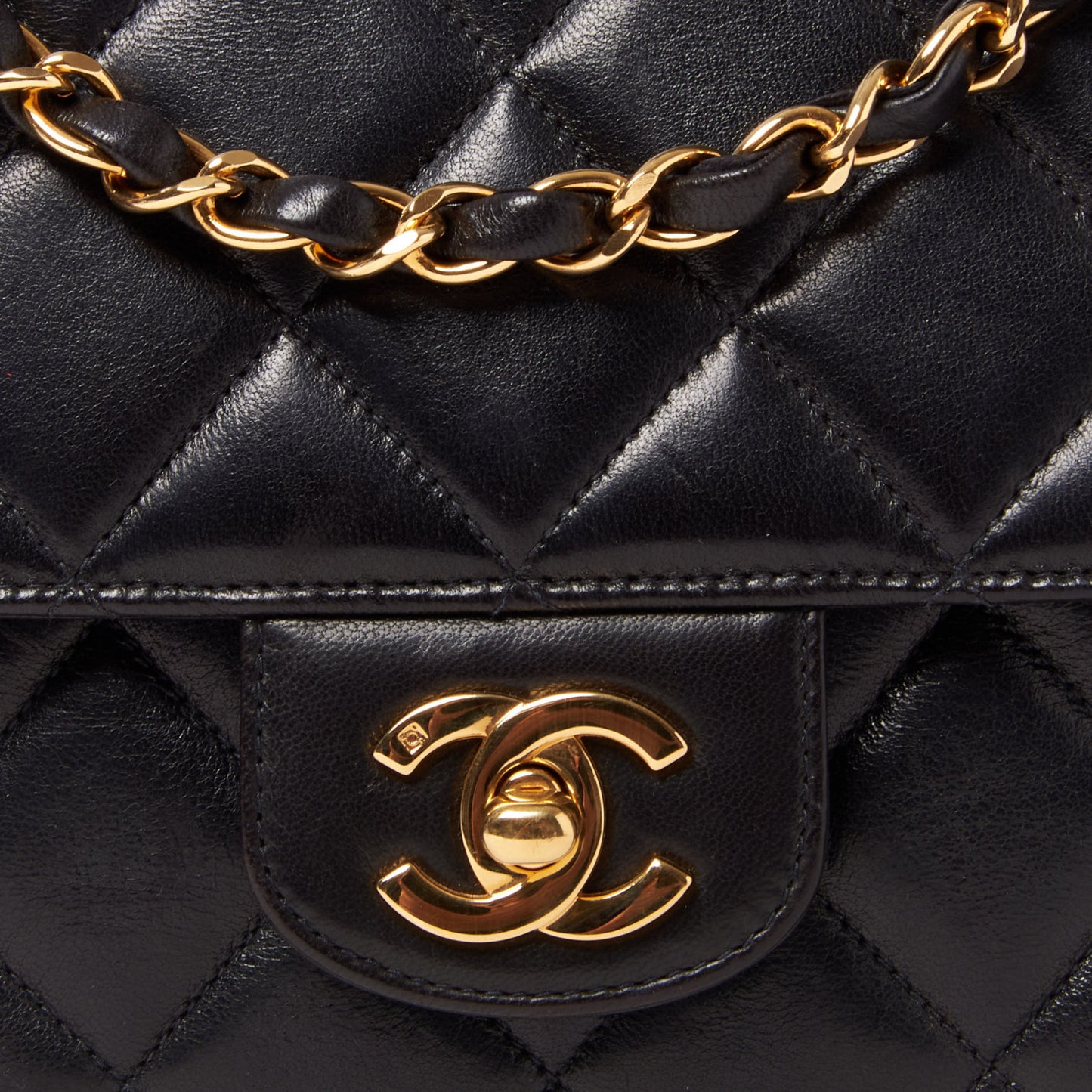 Lambskin Quilted Small Single Flap Black