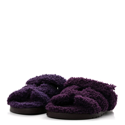 Hermes Woolskin Womens Chypre Sandals 36 Violet Fonce 4 of 9