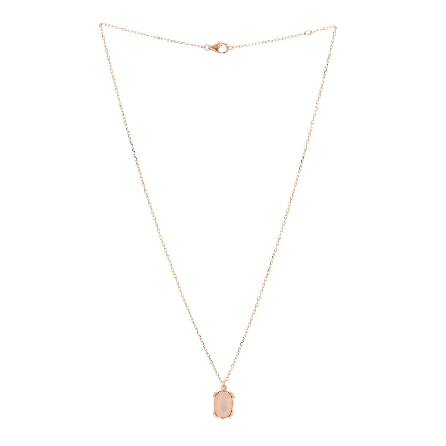 18K Pink Gold Diamond Pink Mother Of Pearl Tortue Pendant Necklace