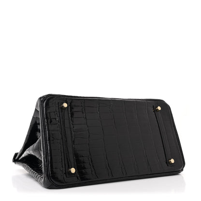 Hermes Shiny Porosus Crocodile Birkin 35 Black 4 of 17