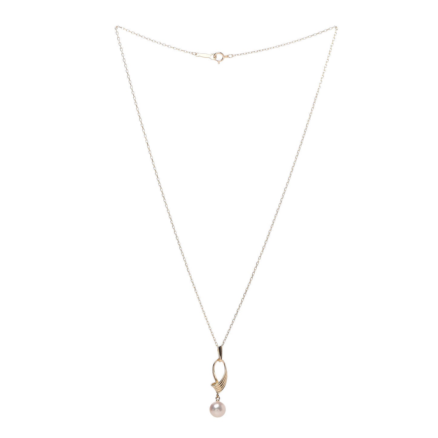 18K Yellow Gold Akoya Pearl 7mm Pendant Necklace