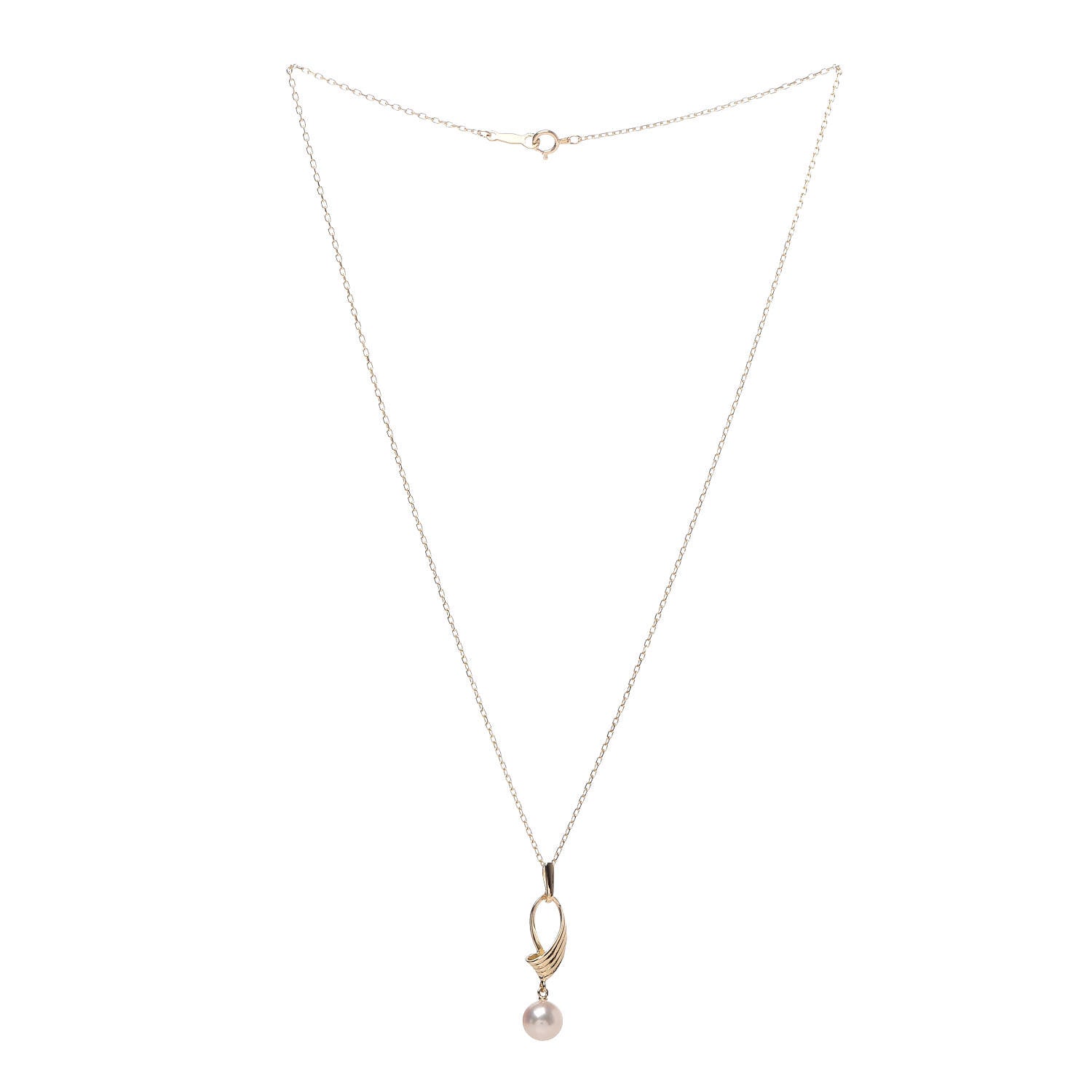 Mikimoto 18K Yellow Gold Akoya Pearl 7mm Pendant Necklace 3 of 5