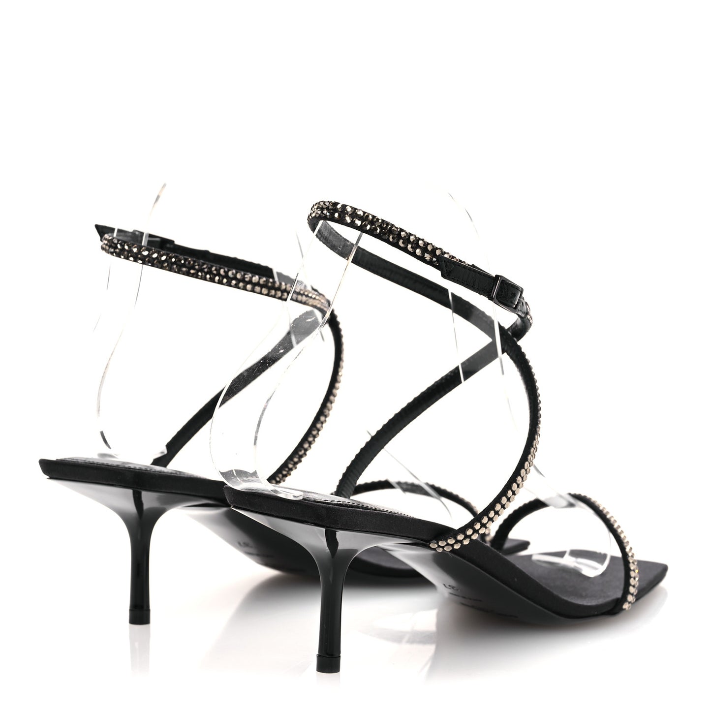 Crepe Satin Strass Baliqua 55 Ankle Strap Sandals 37 Black Greige