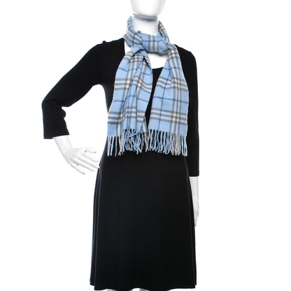 Burberry Cashmere House Check Fringe Scarf Light Blue 2 of 4