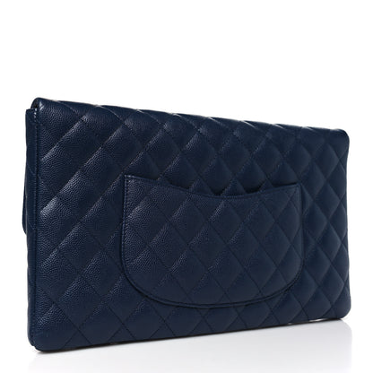 Chanel Caviar Quilted Flap Clutch Navy Blue 3 of 11