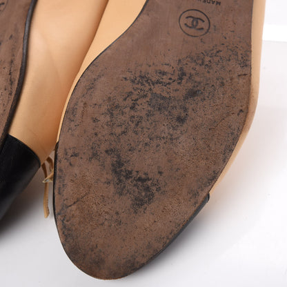 Chanel Lambskin CC Cap Toe Ballerina Flats 38 Beige Black 9 of 18