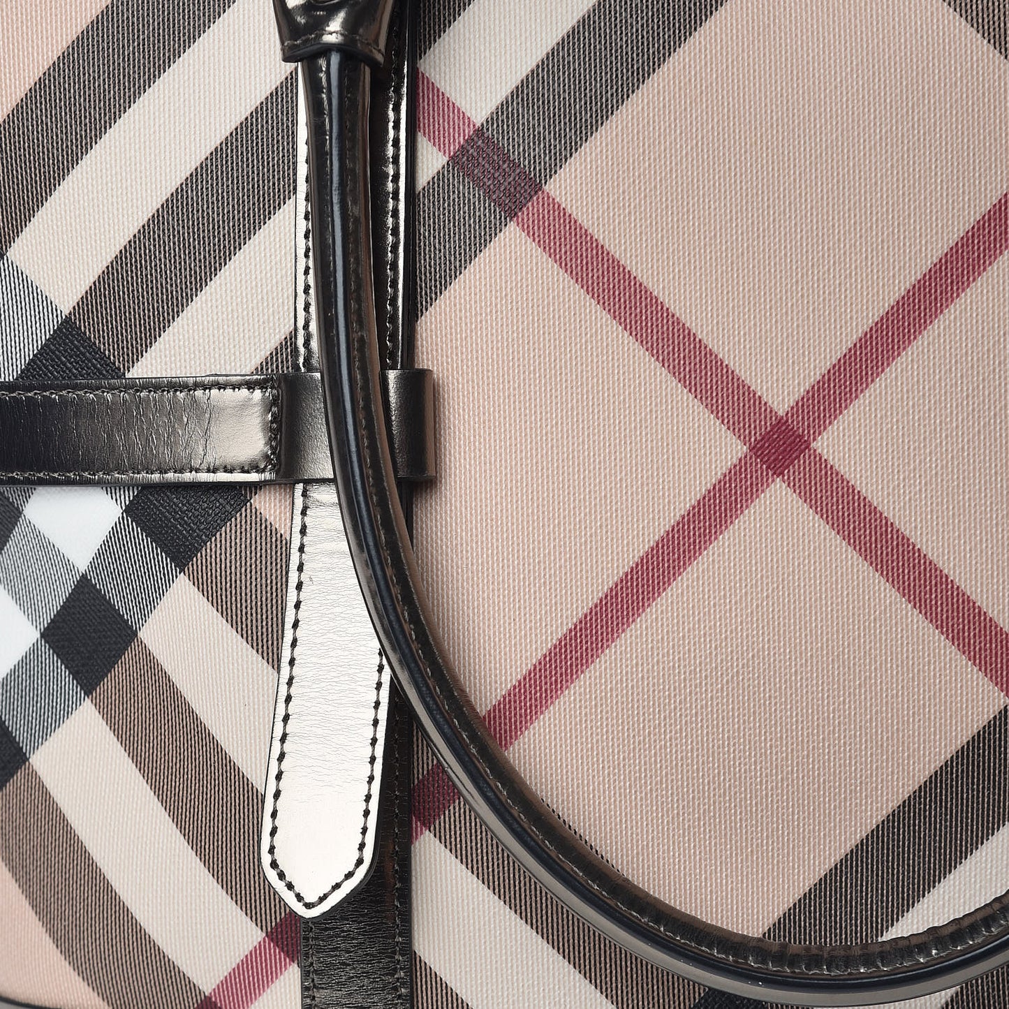 Metallic Calfskin Nova Check Tote Pewter
