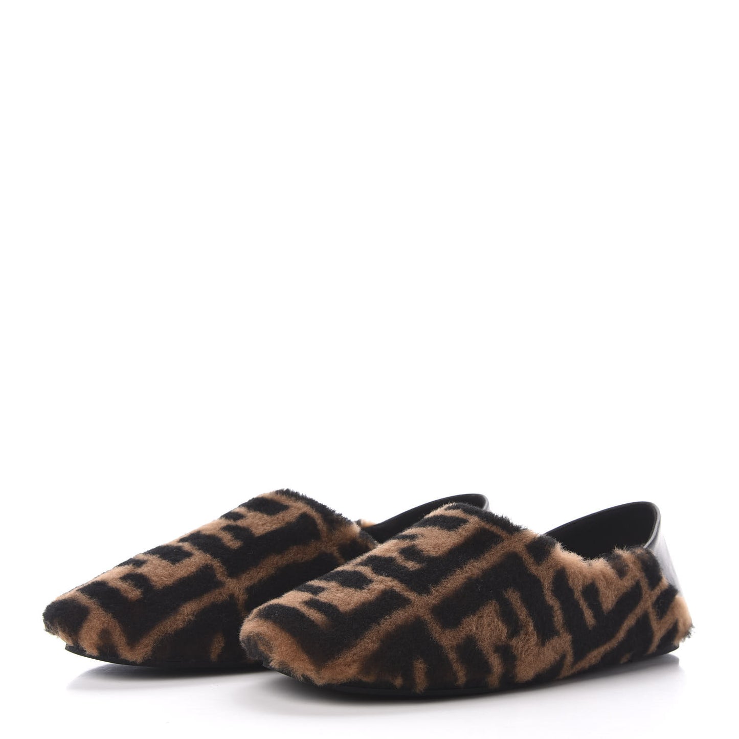 Shearling Nappa FF Slippers 39 Tobacco Black