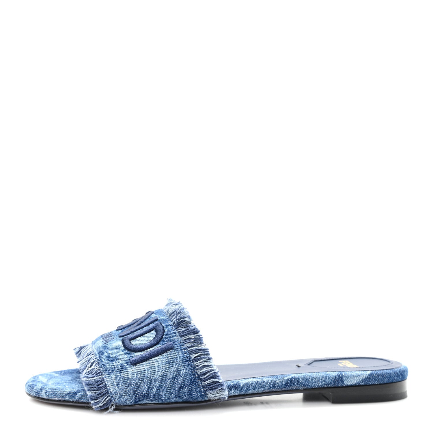 Fendi Denim Womens Sunshine Slide Sandals 37 Blue 1 of 9