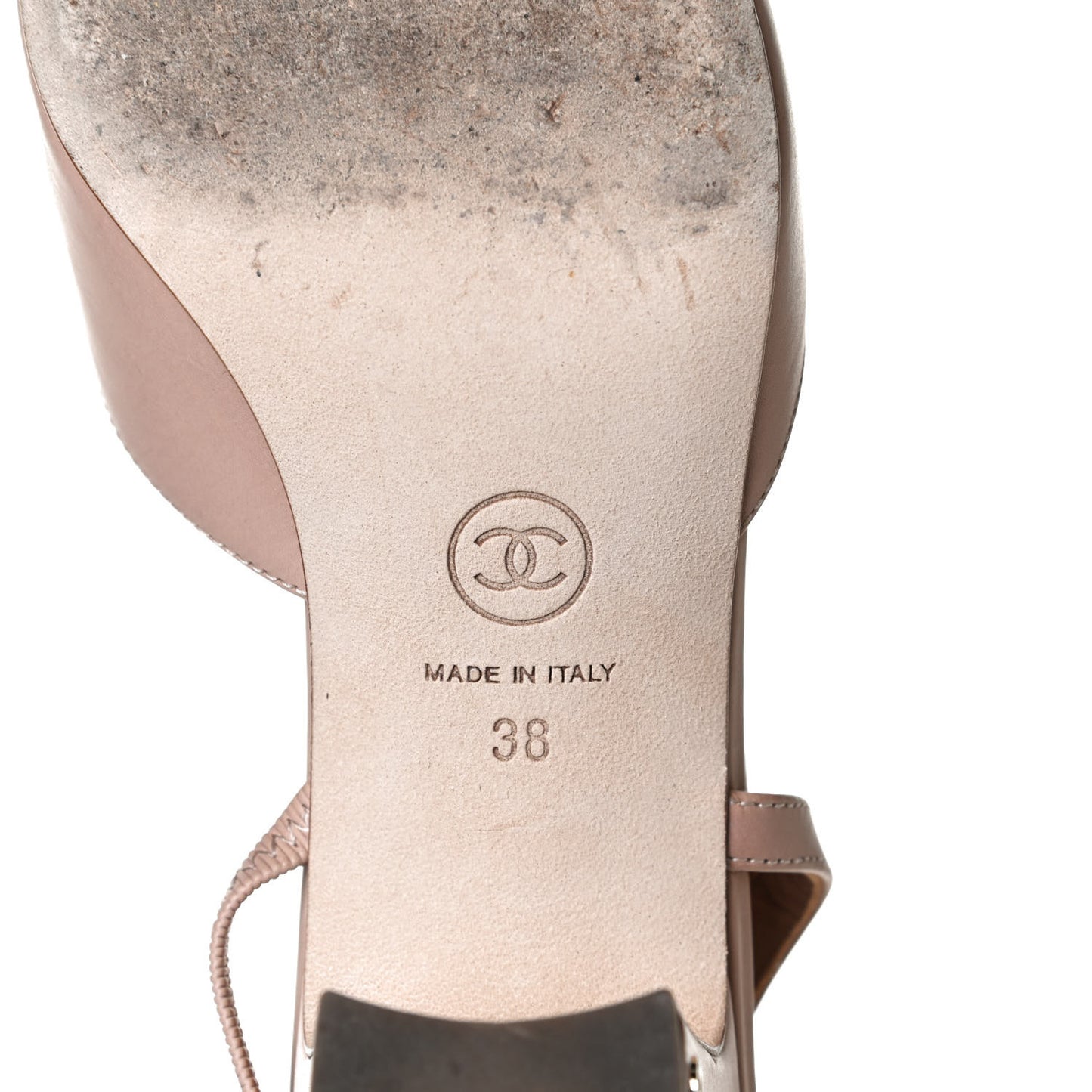 Glazed Calfskin Cap Toe CC Slingback Pumps 38 Beige Pink