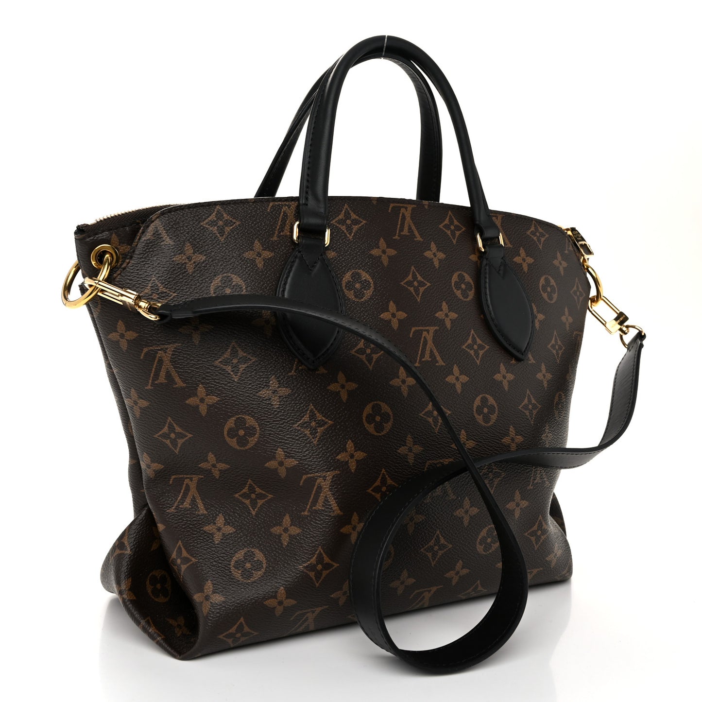 Monogram Flower Zipped Tote MM Black