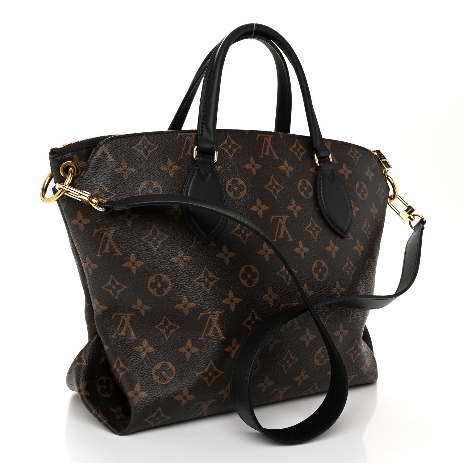 Louis Vuitton Monogram Flower Zipped Tote MM Black 3 of 11
