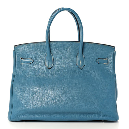 Hermes Taurillon Clemence Birkin 35 Blue Jean 4 of 47