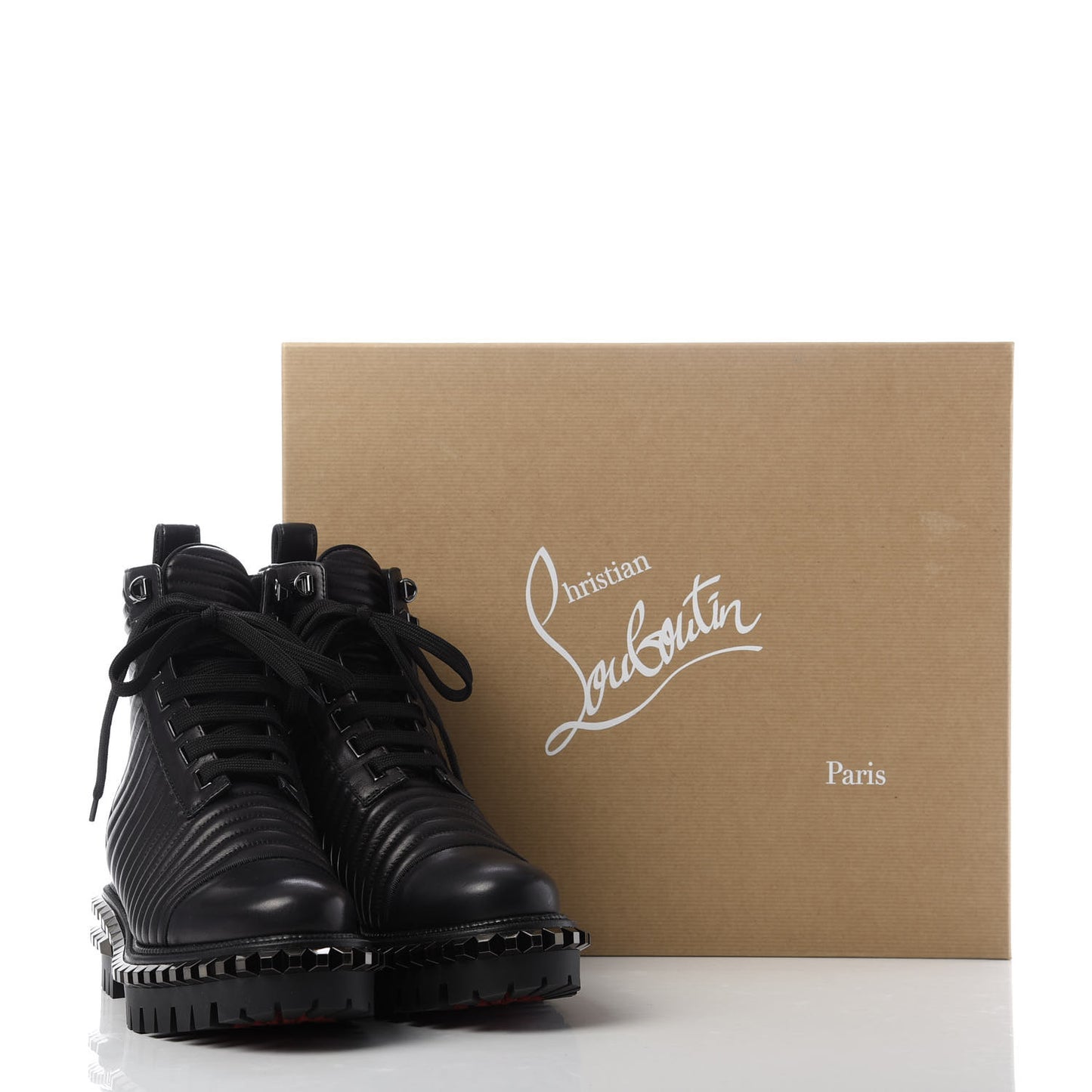 Calfskin Quilted Yetota Combat Boots 37 Black