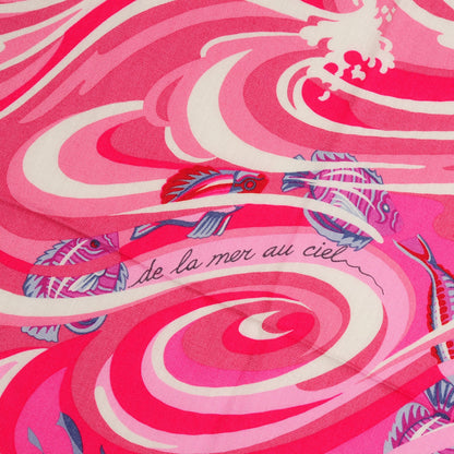 Hermes Cashmere Silk De La Mer Au Ciel Shawl 140 Rose Vif Fuchsia Gris Bleuete 3 of 7