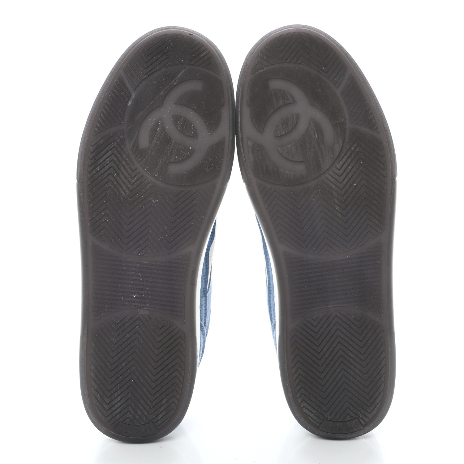 Chanel Suede Kidskin Womens CC Sneakers 41 White Blue 5 of 11