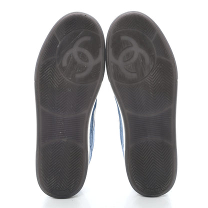 Chanel Suede Kidskin Womens CC Sneakers 41 White Blue 5 of 11