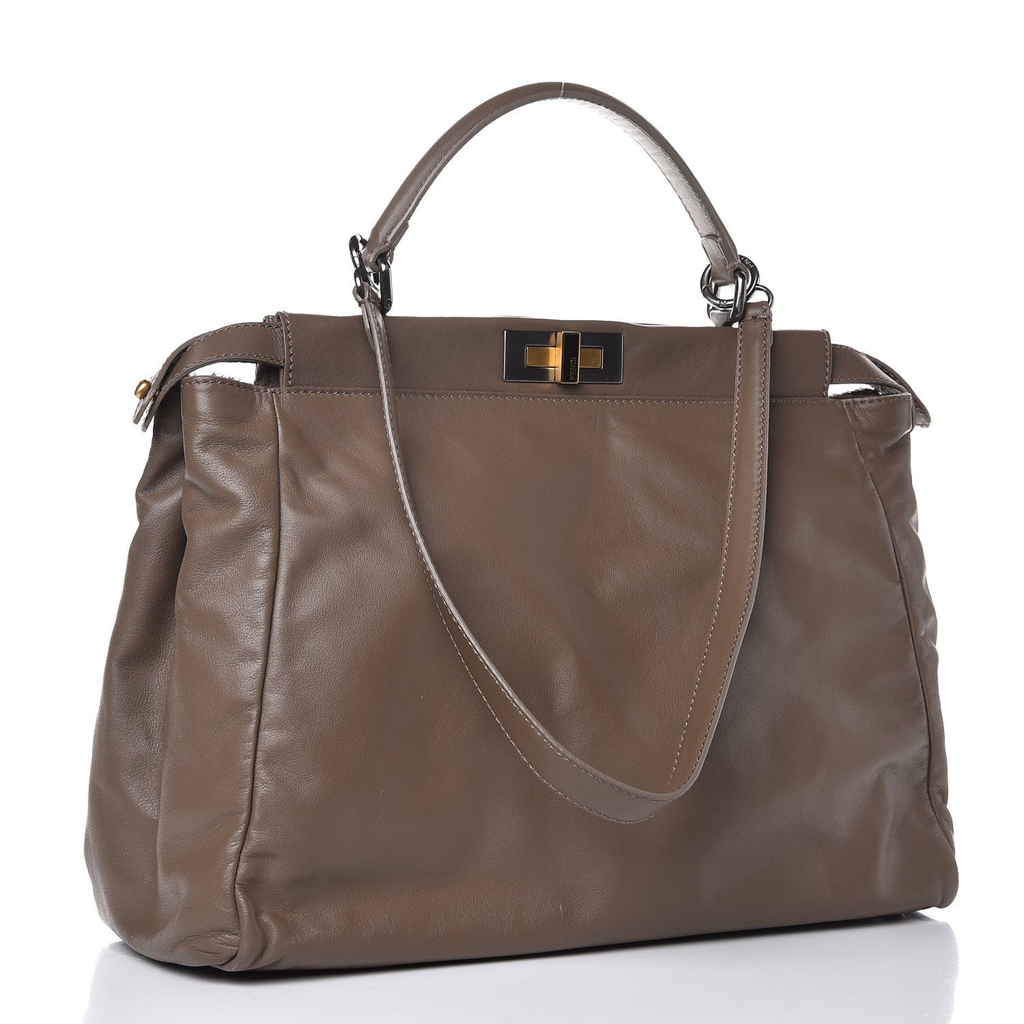 Goatskin Calf Hair Leopard Print Large Peekaboo Iconic Satchel Taupe