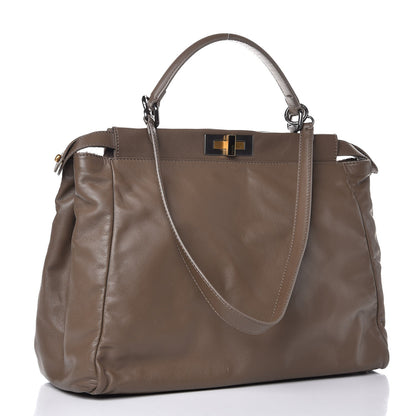 Fendi Goatskin Calf Hair Leopard Print Large Peekaboo Iconic Satchel Taupe 4 of 11