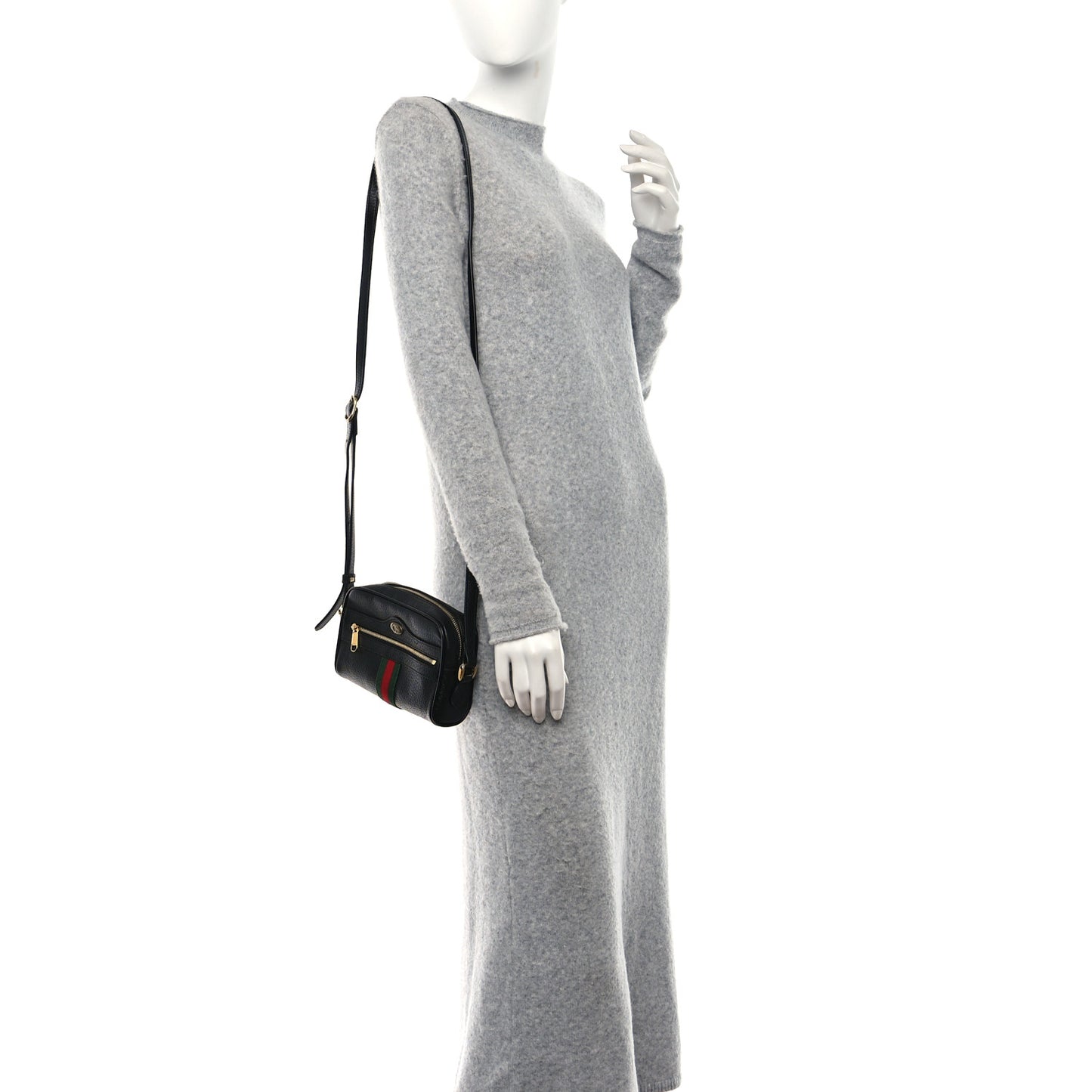 Calfskin Web Mini Ophidia Shoulder Bag Black