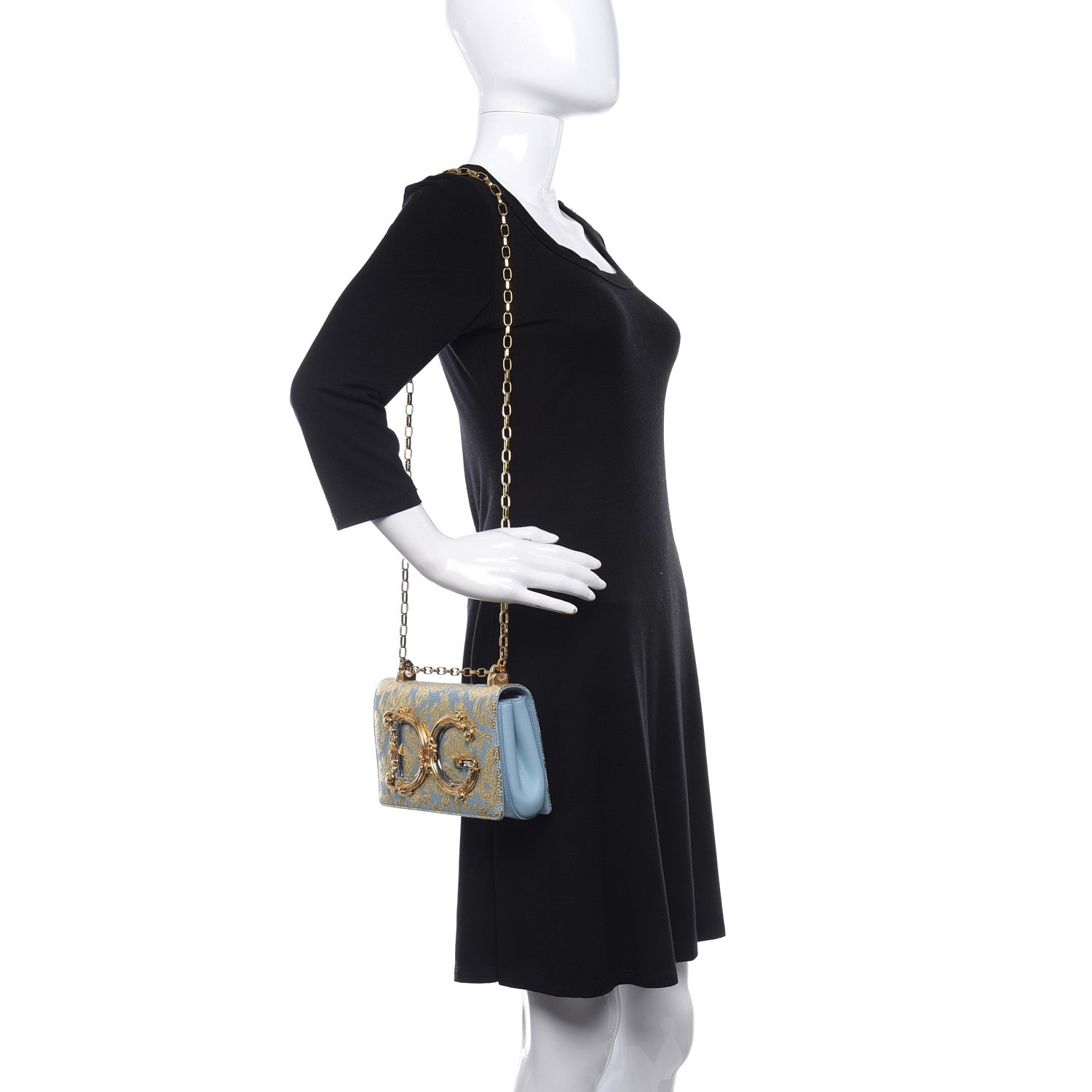 Dolce & Gabbana Brocade DG Girls Shoulder Bag Light Blue 3 of 8