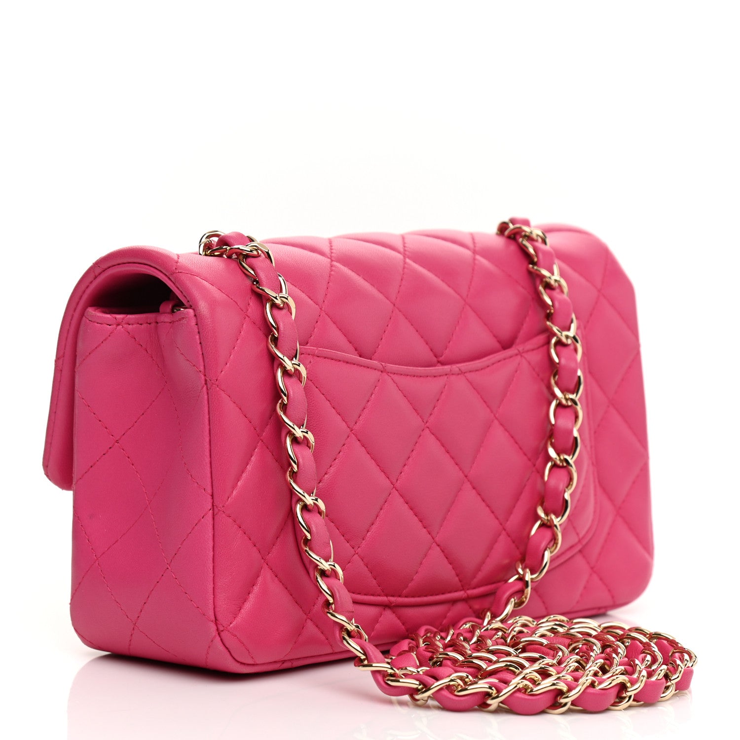 Chanel Lambskin Quilted Mini Rectangular Flap Fuchsia 4 of 22