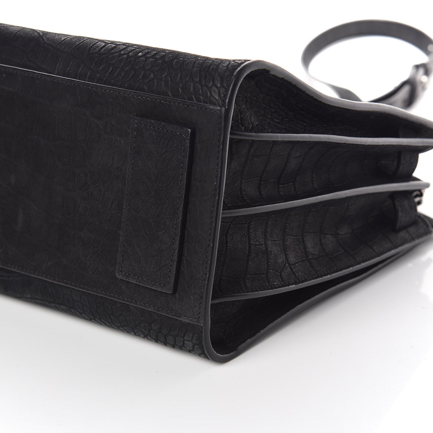 Crocodile Embossed Suede Small Supple Sac de Jour Black