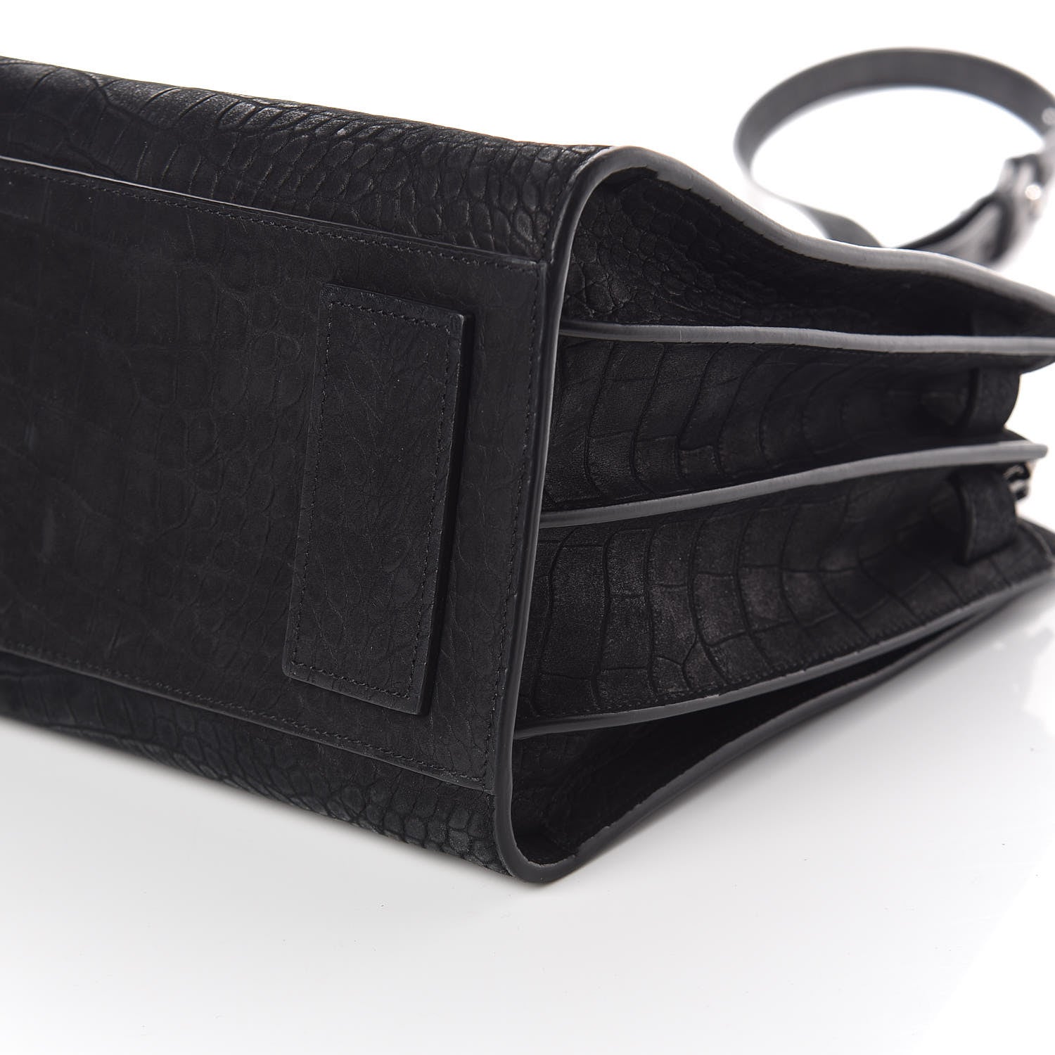 Saint Laurent Crocodile Embossed Suede Small Supple Sac de Jour Black 6 of 9
