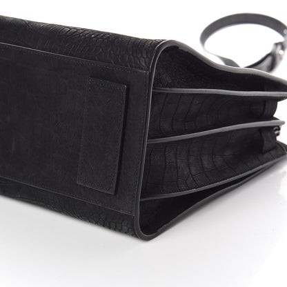 Saint Laurent Crocodile Embossed Suede Small Supple Sac de Jour Black 6 of 9