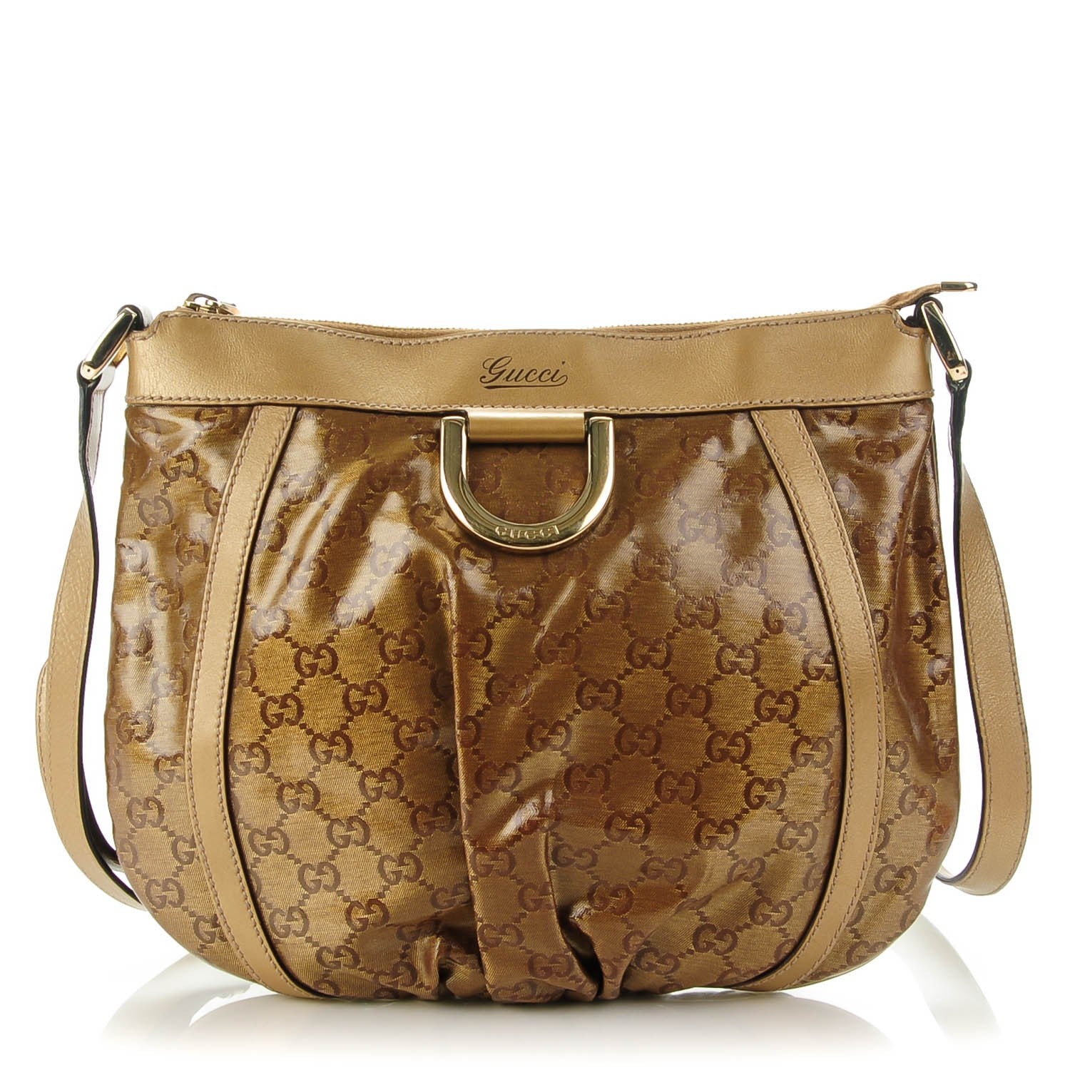 Gucci Crystal Monogram Small D Gold Ring Messenger Gold 1 of 7