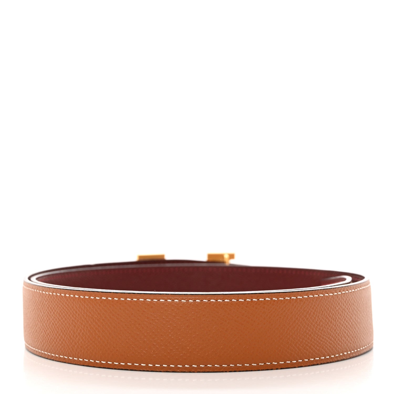 Hermes Epsom 32mm Striee H Belt 80 32 Gold Rouge H 3 of 7